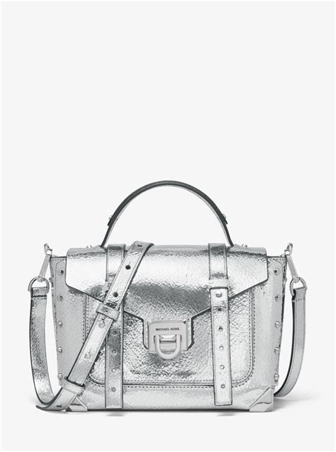 michael kors satchel bag|michael kors manhattan silver bag.